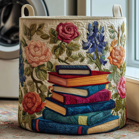 The Floral Library Quilted Laundry Basket Tote