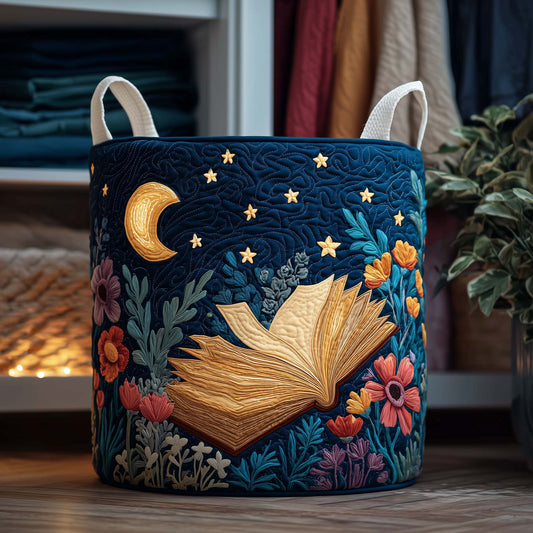 The Moonlit Book Quilted Laundry Basket Tote