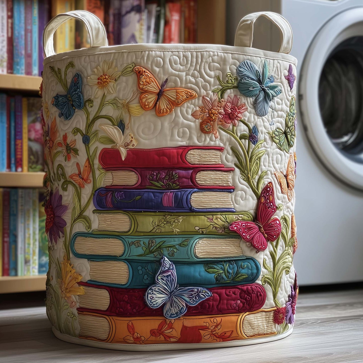 The Butterfly Books Quilted Laundry Basket Tote