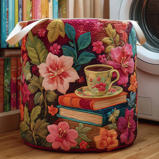The Tea Stories Quilted Laundry Basket Tote