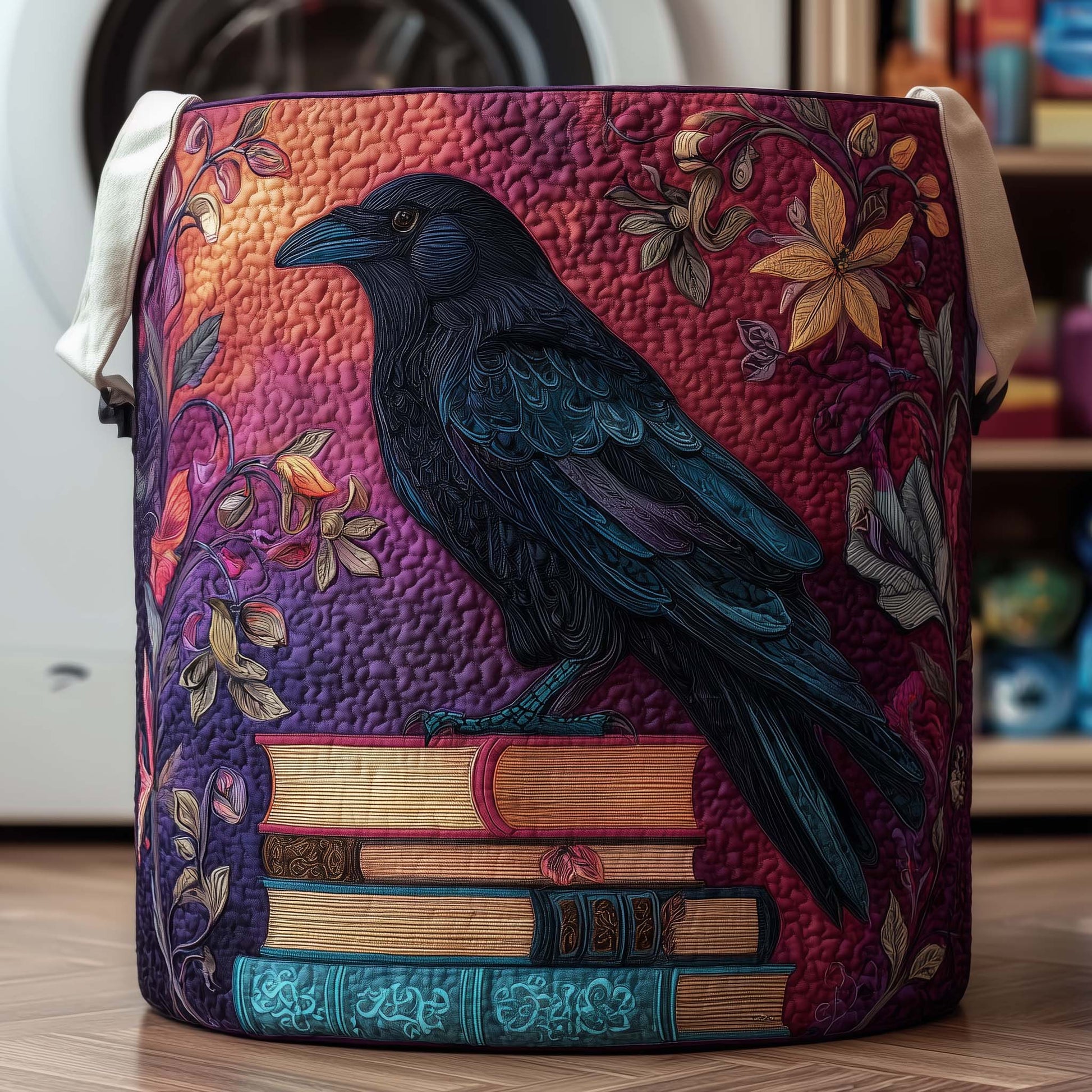 The Raven Books Quilted Laundry Basket Tote