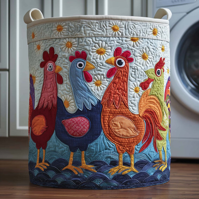 The Daisy Chickens Quilted Laundry Basket Tote