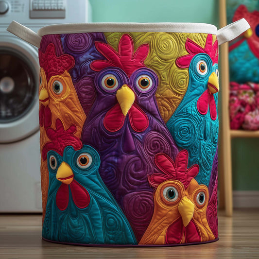 The Patchwork Chickens Quilted Laundry Basket Tote