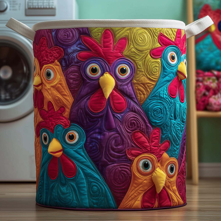 The Patchwork Chickens Quilted Laundry Basket Tote