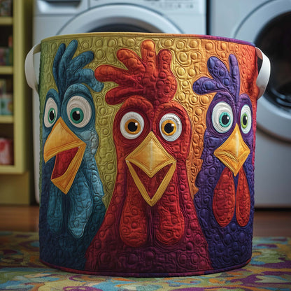 The Bold Roosters Quilted Laundry Basket Tote