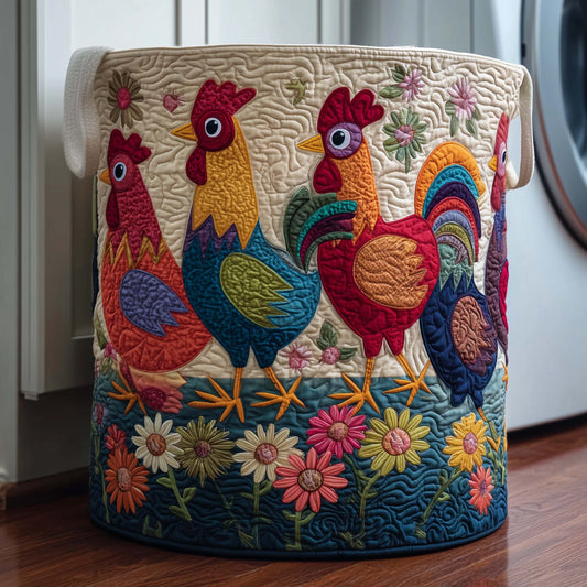 The Garden Chickens Quilted Laundry Basket Tote