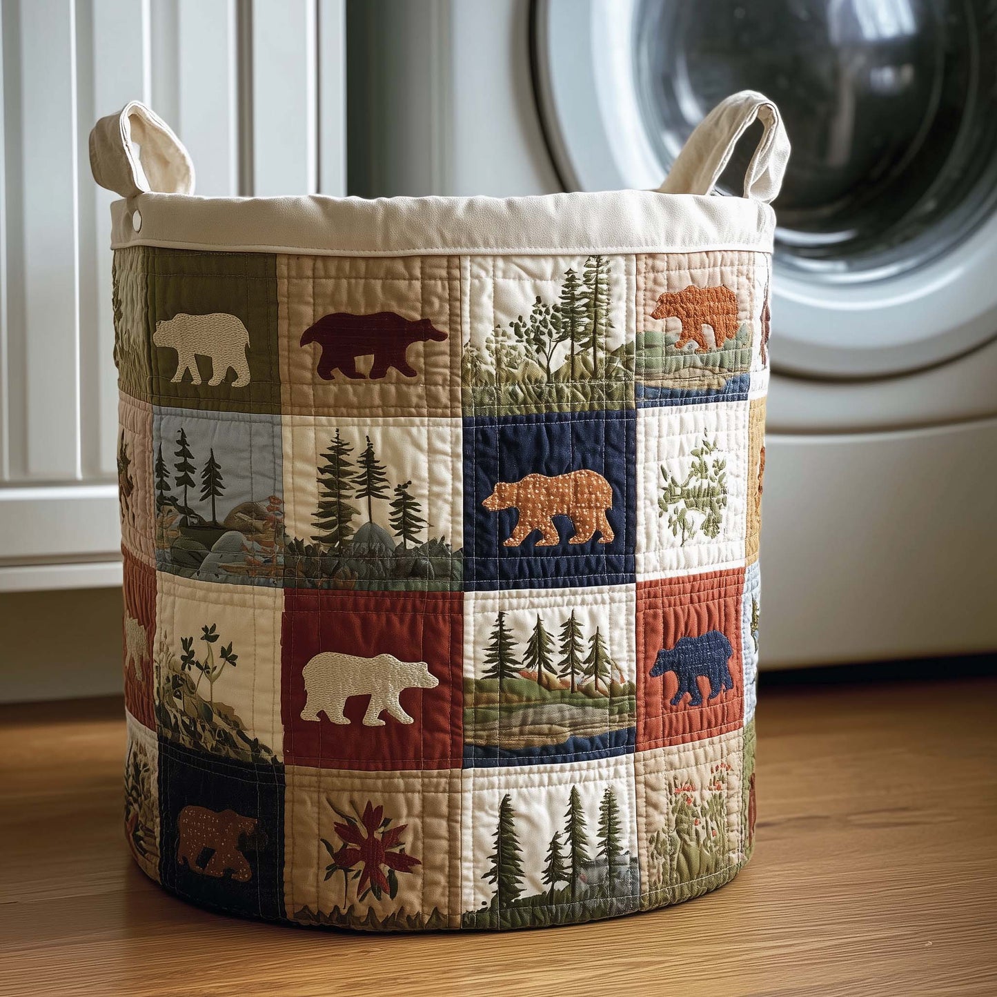 The Patchwork Bear Quilted Laundry Basket Tote