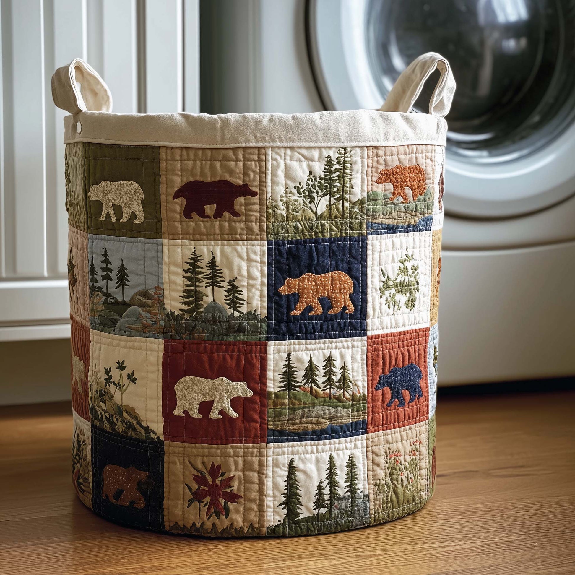 The Patchwork Bear Quilted Laundry Basket Tote