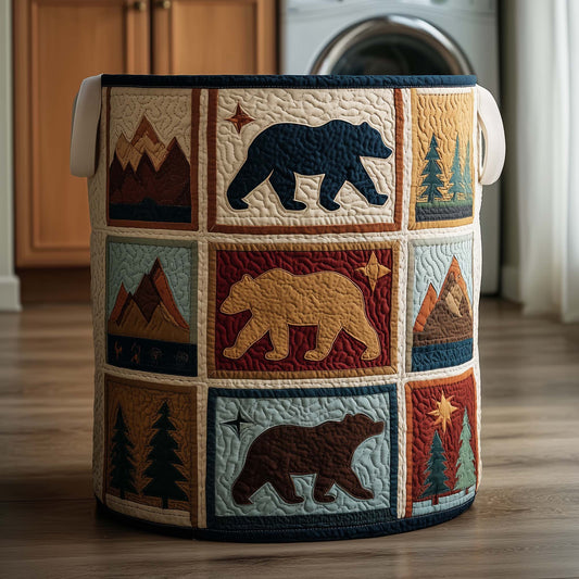 The Lodge Bear Quilted Laundry Basket Tote