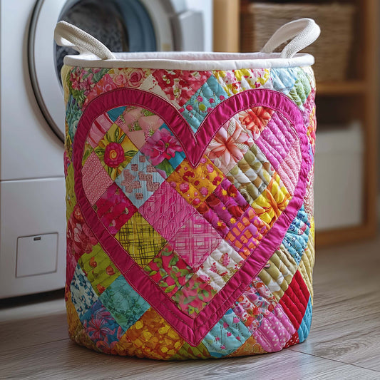 The Patchwork Heart Quilted Laundry Basket Tote