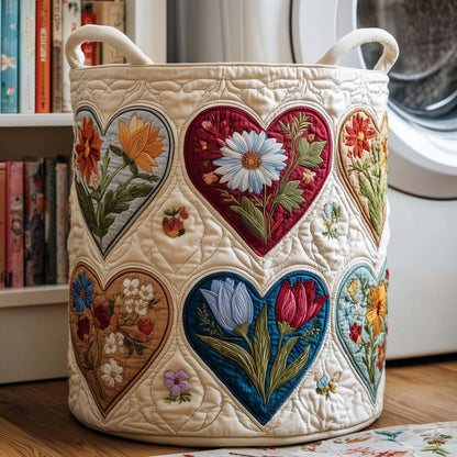 The Floral Hearts Quilted Laundry Basket Tote