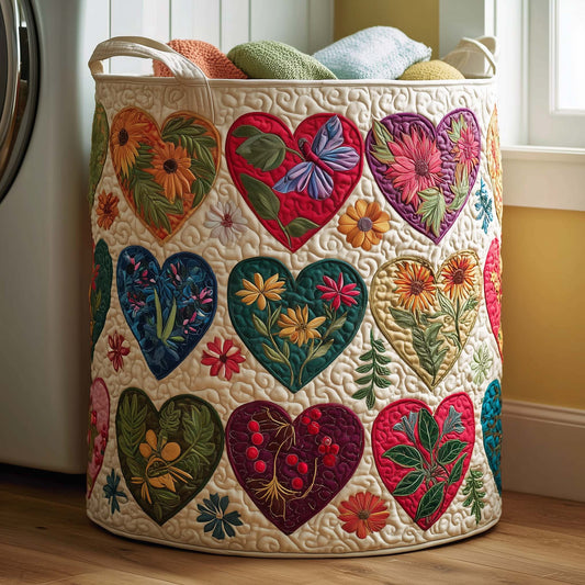 The Garden Hearts Quilted Laundry Basket Tote