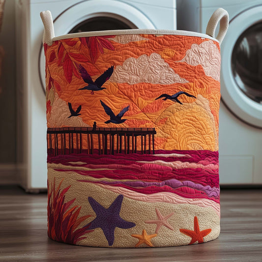 The Sunset Pier Quilted Laundry Basket Tote