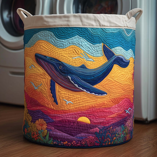 The Golden Whale Quilted Laundry Basket Tote