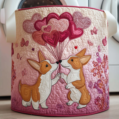 The Balloon Corgis Quilted Laundry Basket Tote