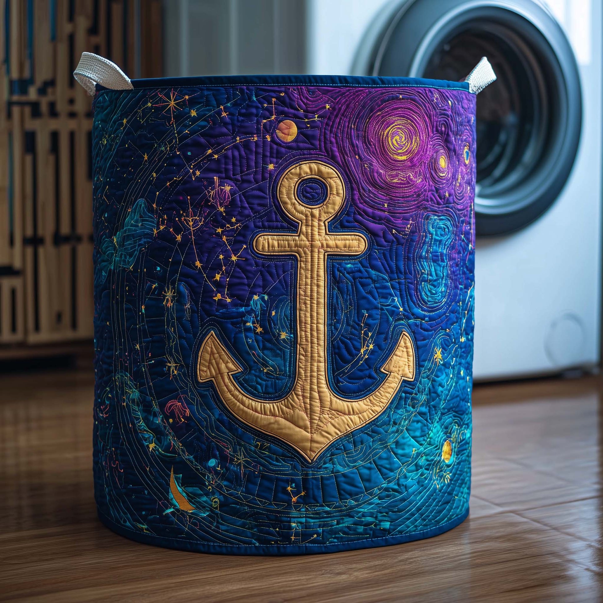 The Cosmic Anchor Quilted Laundry Basket Tote