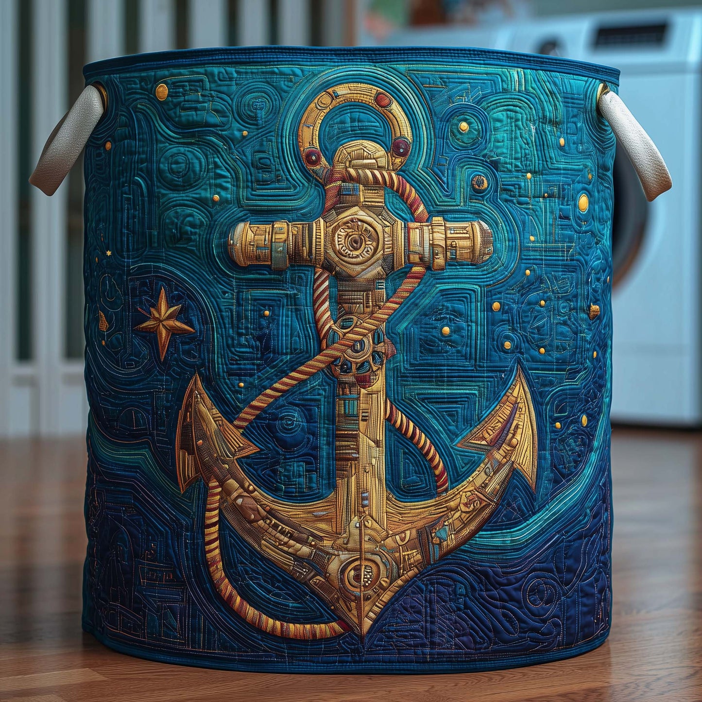The Mechanical Anchor Quilted Laundry Basket Tote