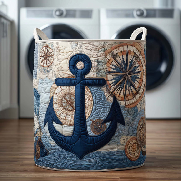 The Compass Anchor Quilted Laundry Basket Tote