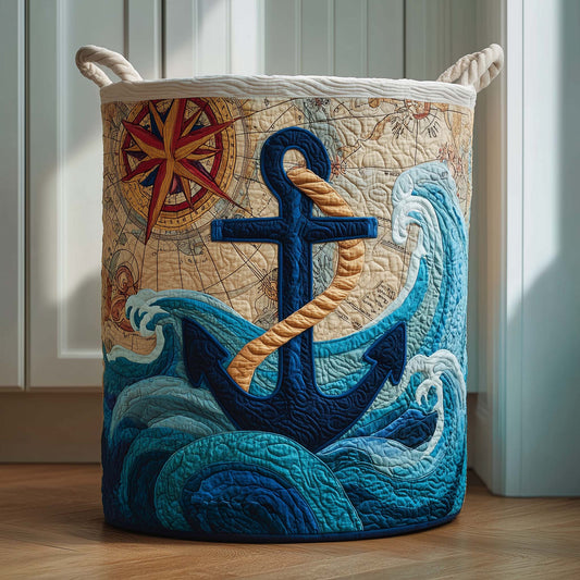 The Ocean Anchor Quilted Laundry Basket Tote