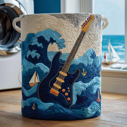 The Ocean Guitar Quilted Laundry Basket Tote
