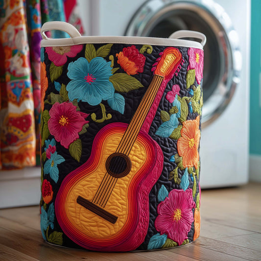 The Floral Guitar Quilted Laundry Basket Tote