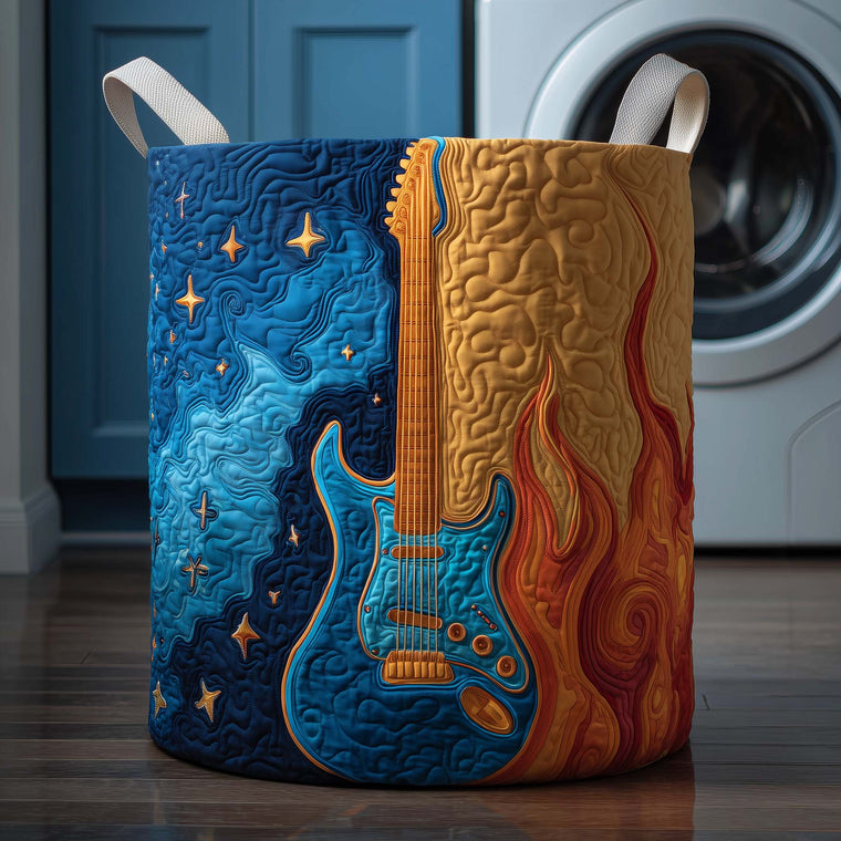 The Cosmic Guitar Quilted Laundry Basket Tote