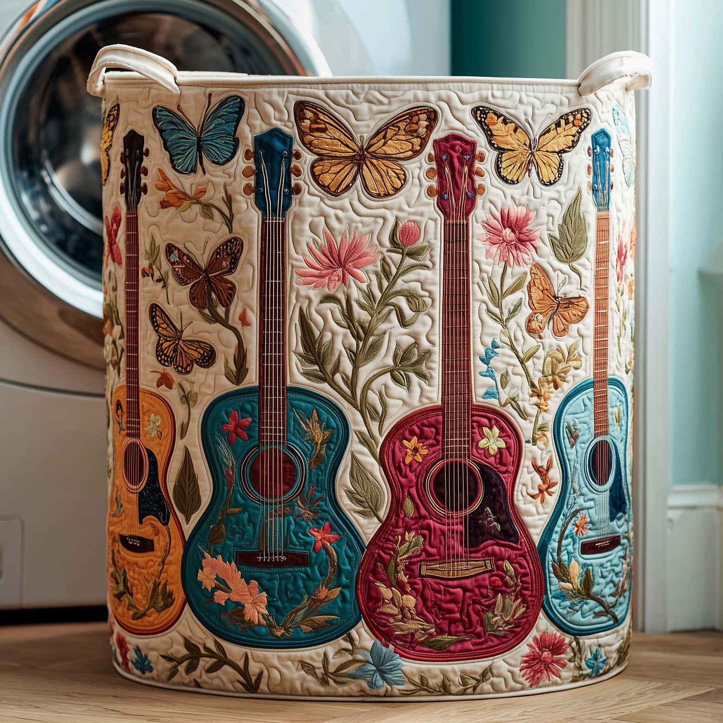 The Butterfly Strings Quilted Laundry Basket Tote