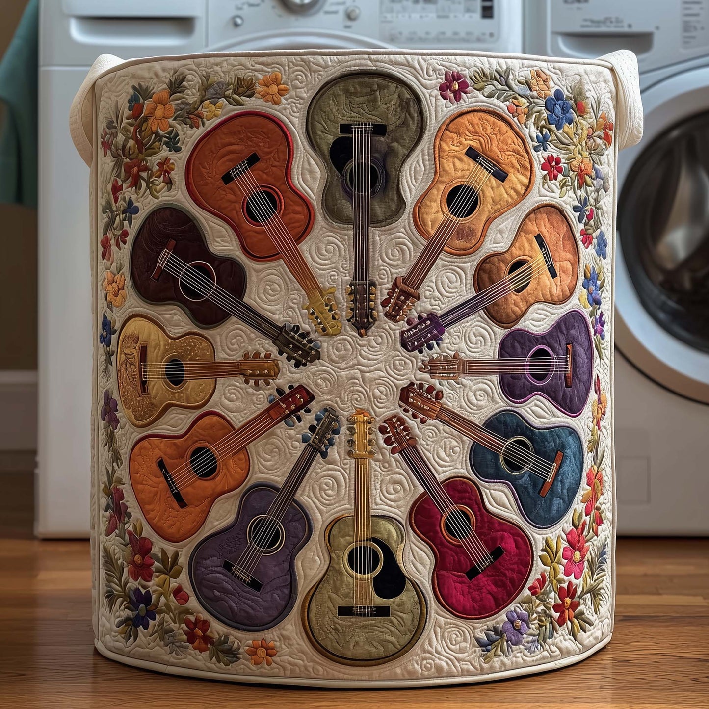 The Guitar Circle Quilted Laundry Basket Tote