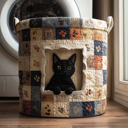 The Window Cat Quilted Laundry Basket Tote