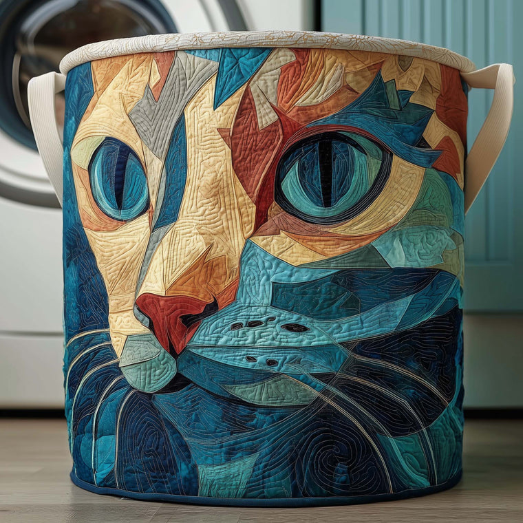The Blue Cat Quilted Laundry Basket Tote