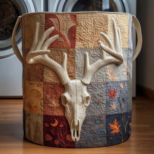 The Patchwork Deer Quilted Laundry Basket Tote 2170