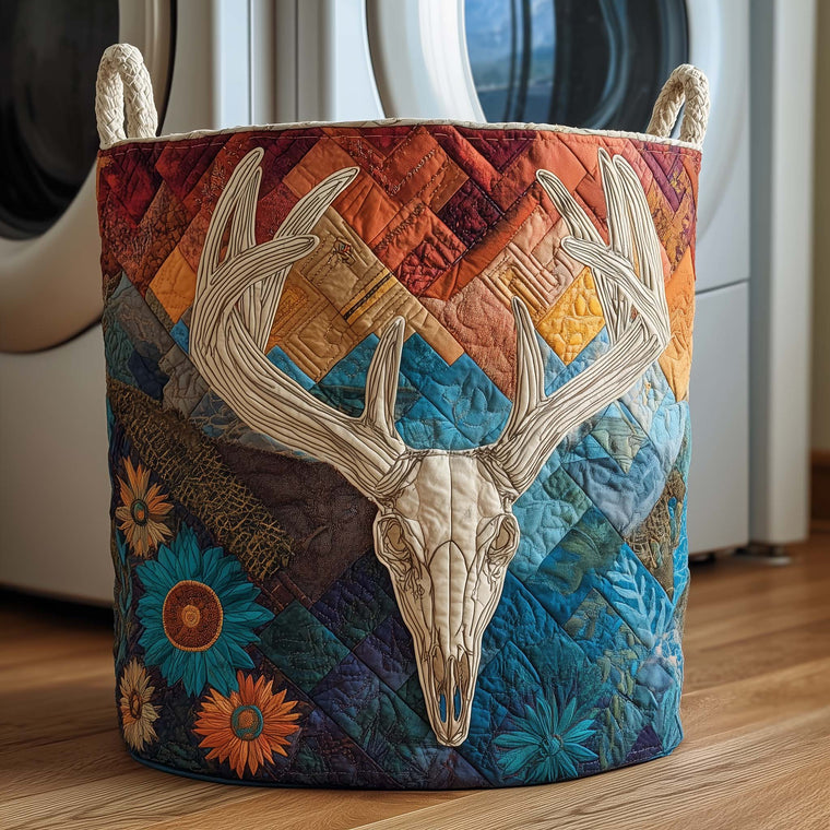 Patchwork Deer Laundry Quilted Tote
