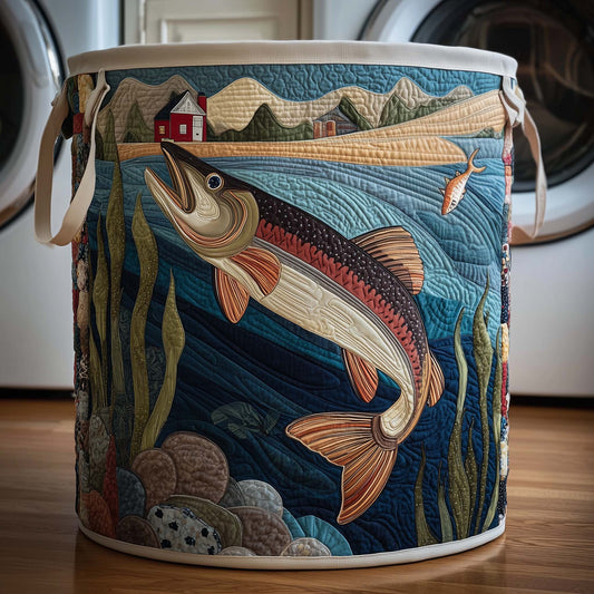 The River Catch Quilted Laundry Basket Tote
