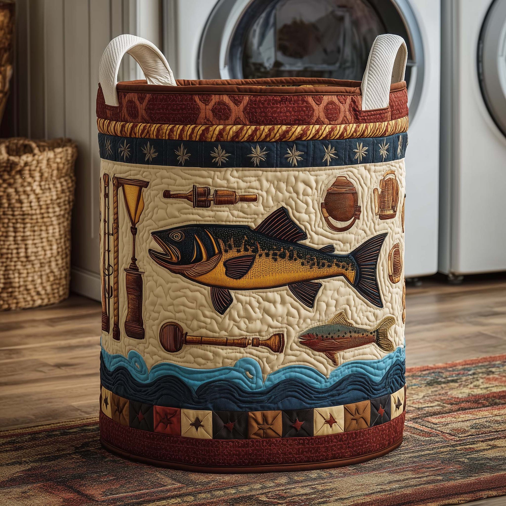 The Angler Gear Quilted Laundry Basket Tote