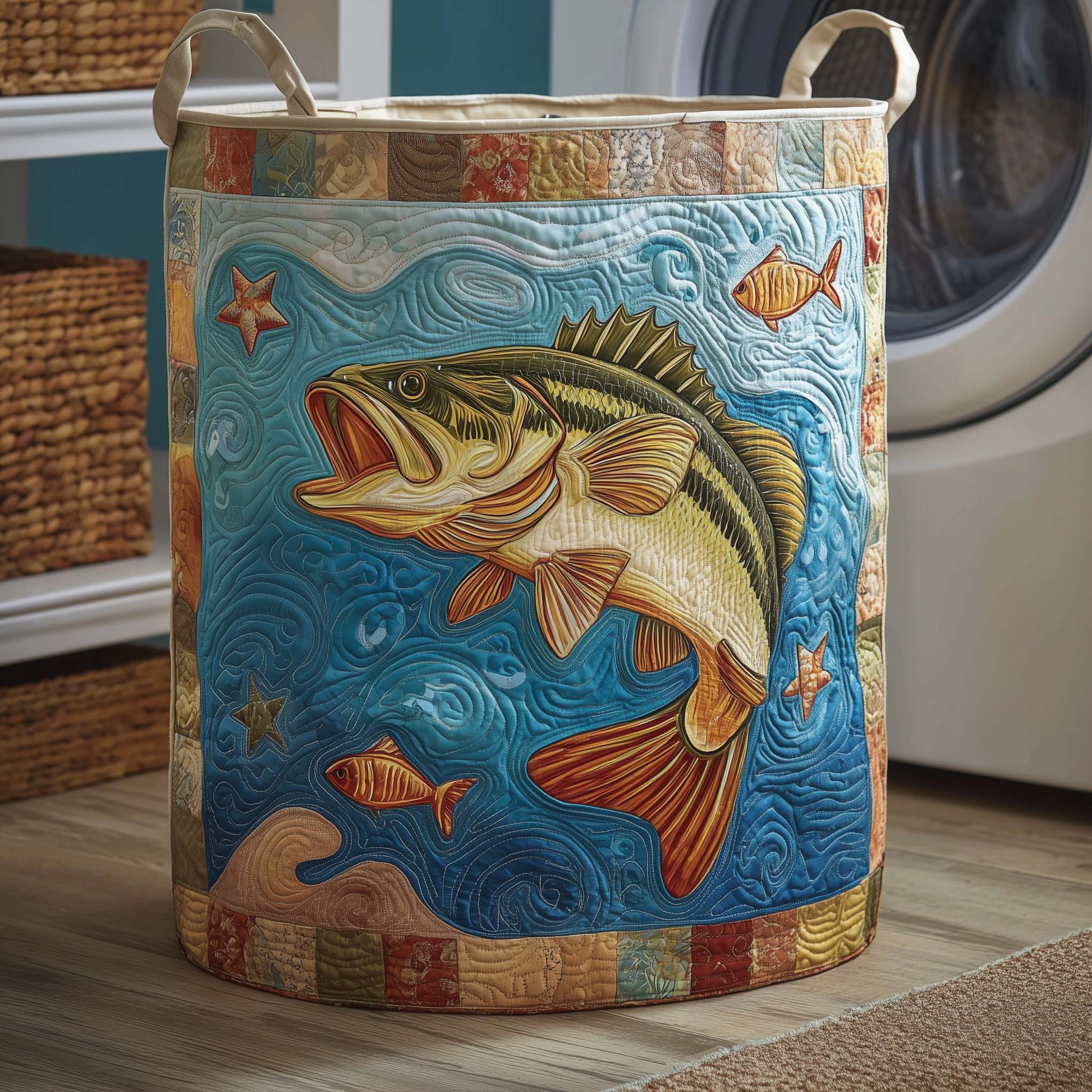 The Bass Splash Quilted Laundry Basket Tote