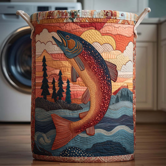 The Sunset Trout Quilted Laundry Basket Tote