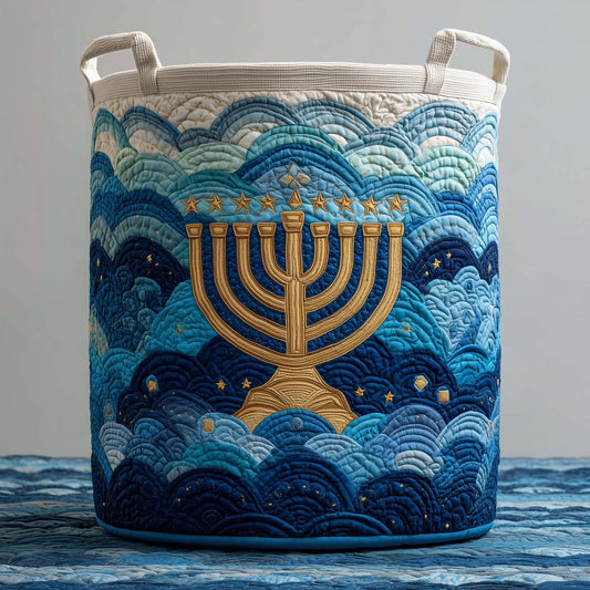 The Ocean Menorah Quilted Laundry Basket Tote