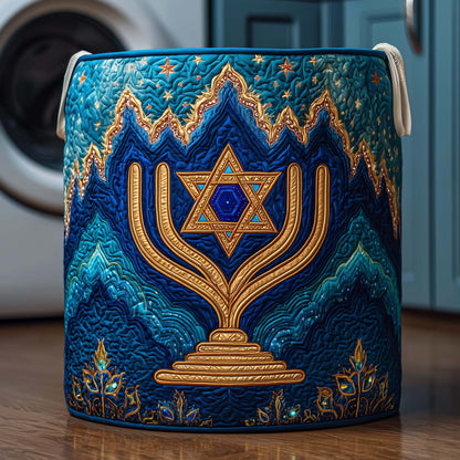 The Crowned Menorah Quilted Laundry Basket Tote