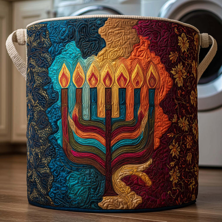 The Ember Menorah Quilted Laundry Basket Tote