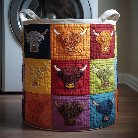 The Rainbow Highland Quilted Laundry Basket Tote