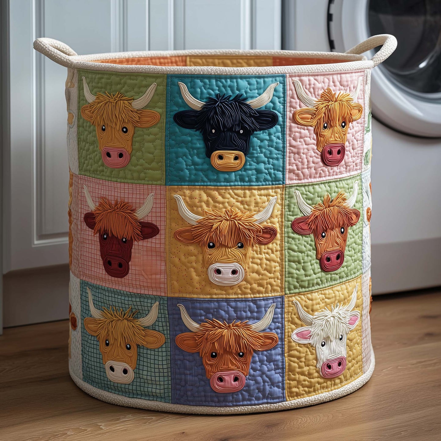 The Pastel Highland Quilted Laundry Basket Tote