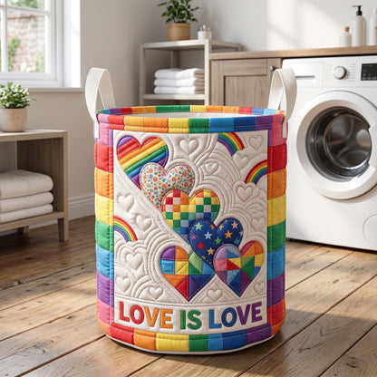 The Rainbow Hearts Quilted Laundry Basket Tote
