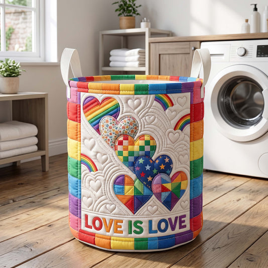 The Rainbow Hearts Quilted Laundry Basket Tote