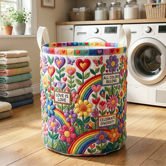 The Rainbow Garden Quilted Laundry Basket Tote