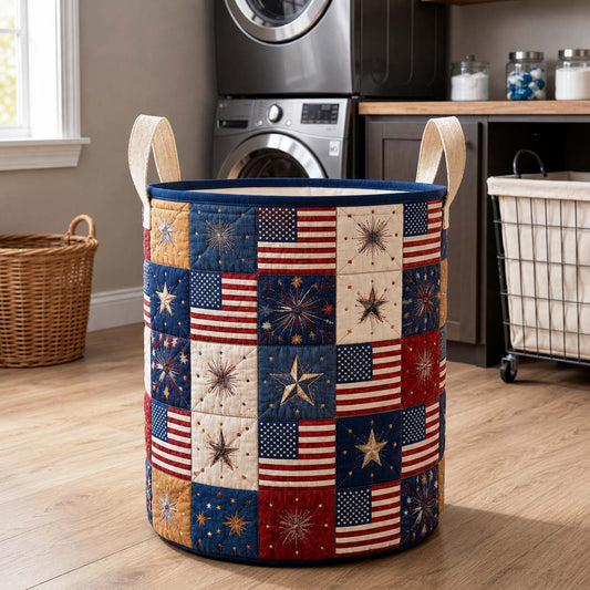 The Firework Banner Quilted Laundry Basket Tote