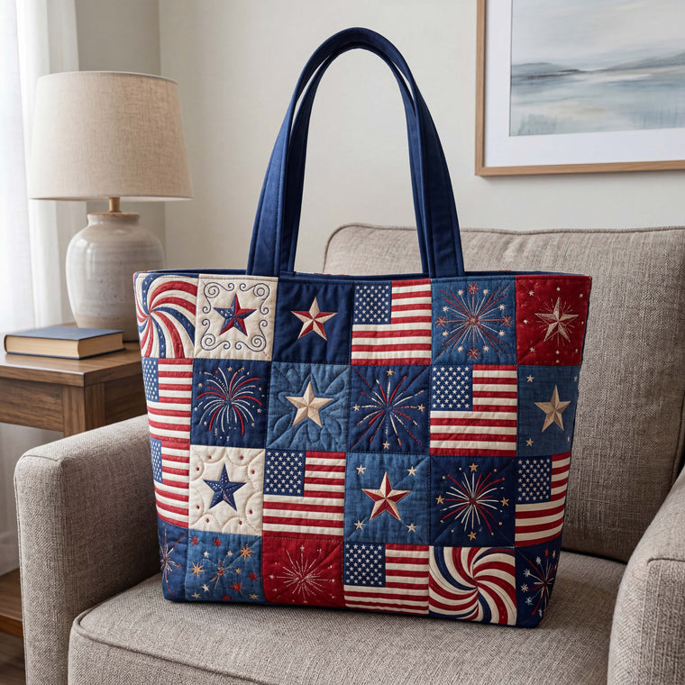 Everyday Stars Flags Quilted Tote