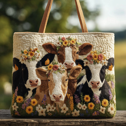 The Floral Cow Quilted Tote