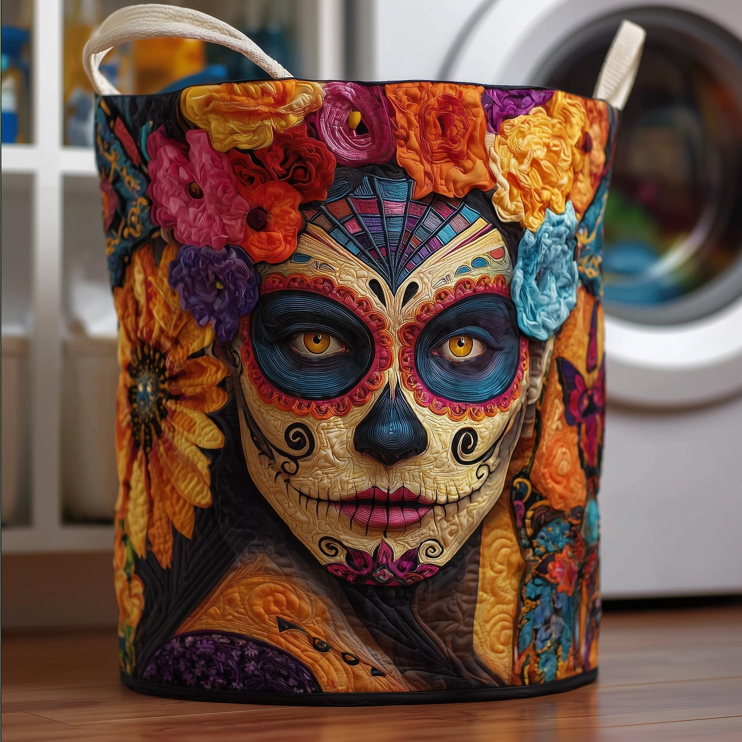 The Dia De Los Muertos Quilted Laundry Tote