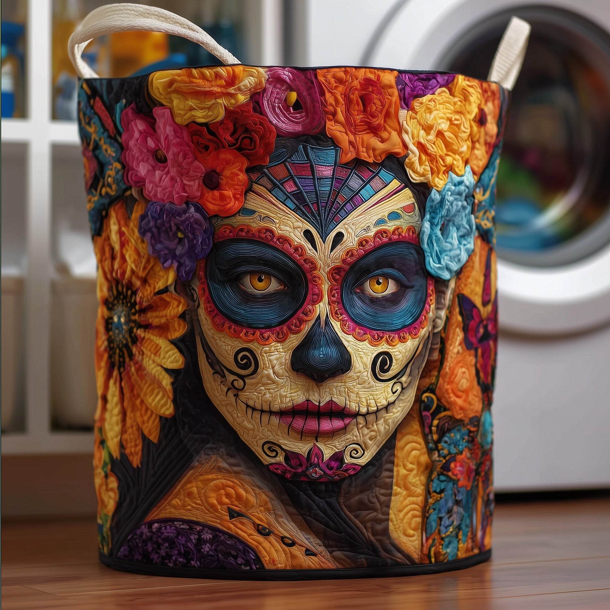 The Dia De Los Muertos Quilted Laundry Tote