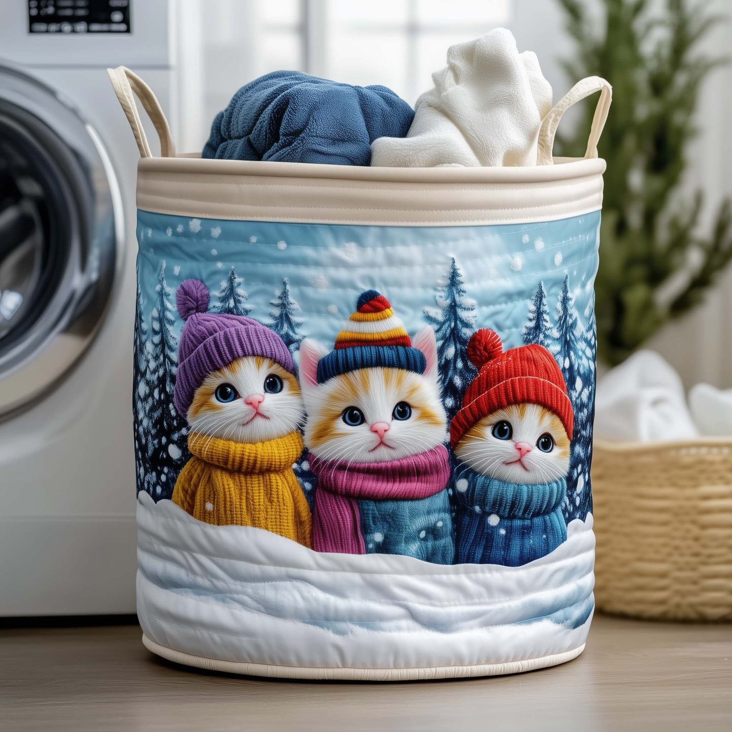 The Cozy Whisker Quilted Laundry Basket Tote 1427